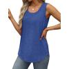 imageSaloogoe Womens Tank Tops Summer Loose Sleeveless Tops Ribbed Trim Scoop Neck Curved Hem 2024Fblue