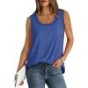 imageSaloogoe Womens Tank Tops Summer Loose Sleeveless Tops Ribbed Trim Scoop Neck Curved Hem 2024Fblue
