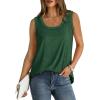 imageSaloogoe Womens Tank Tops Summer Loose Sleeveless Tops Ribbed Trim Scoop Neck Curved Hem 2024Fgreen
