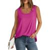 imageSaloogoe Womens Tank Tops Summer Loose Sleeveless Tops Ribbed Trim Scoop Neck Curved Hem 2024Ghot Pink