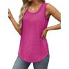 imageSaloogoe Womens Tank Tops Summer Loose Sleeveless Tops Ribbed Trim Scoop Neck Curved Hem 2024Ghot Pink