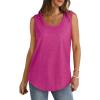imageSaloogoe Womens Tank Tops Summer Loose Sleeveless Tops Ribbed Trim Scoop Neck Curved Hem 2024Ghot Pink