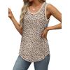 imageSaloogoe Womens Tank Tops Summer Loose Sleeveless Tops Ribbed Trim Scoop Neck Curved Hem 2024Gleopard Apricot