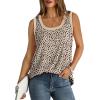 imageSaloogoe Womens Tank Tops Summer Loose Sleeveless Tops Ribbed Trim Scoop Neck Curved Hem 2024Gleopard Apricot