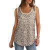 imageSaloogoe Womens Tank Tops Summer Loose Sleeveless Tops Ribbed Trim Scoop Neck Curved Hem 2024Gleopard Apricot