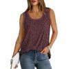 imageSaloogoe Womens Tank Tops Summer Loose Sleeveless Tops Ribbed Trim Scoop Neck Curved Hem 2024Gleopard Burgendy
