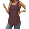 imageSaloogoe Womens Tank Tops Summer Loose Sleeveless Tops Ribbed Trim Scoop Neck Curved Hem 2024Gleopard Burgendy