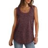 imageSaloogoe Womens Tank Tops Summer Loose Sleeveless Tops Ribbed Trim Scoop Neck Curved Hem 2024Gleopard Burgendy
