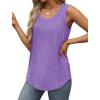 imageSaloogoe Womens Tank Tops Summer Loose Sleeveless Tops Ribbed Trim Scoop Neck Curved Hem 2024Glight Purple