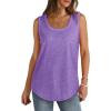 imageSaloogoe Womens Tank Tops Summer Loose Sleeveless Tops Ribbed Trim Scoop Neck Curved Hem 2024Glight Purple