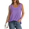 imageSaloogoe Womens Tank Tops Summer Loose Sleeveless Tops Ribbed Trim Scoop Neck Curved Hem 2024Glight Purple