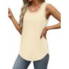 imageSaloogoe Womens Tank Tops Summer Loose Sleeveless Tops Ribbed Trim Scoop Neck Curved Hem 2024Hapricot