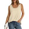 imageSaloogoe Womens Tank Tops Summer Loose Sleeveless Tops Ribbed Trim Scoop Neck Curved Hem 2024Hapricot