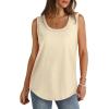 imageSaloogoe Womens Tank Tops Summer Loose Sleeveless Tops Ribbed Trim Scoop Neck Curved Hem 2024Hapricot