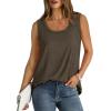 imageSaloogoe Womens Tank Tops Summer Loose Sleeveless Tops Ribbed Trim Scoop Neck Curved Hem 2024Hdark Coffee