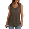 imageSaloogoe Womens Tank Tops Summer Loose Sleeveless Tops Ribbed Trim Scoop Neck Curved Hem 2024Hdark Coffee