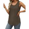 imageSaloogoe Womens Tank Tops Summer Loose Sleeveless Tops Ribbed Trim Scoop Neck Curved Hem 2024Hdark Coffee