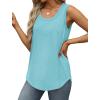 imageSaloogoe Womens Tank Tops Summer Loose Sleeveless Tops Ribbed Trim Scoop Neck Curved Hem 2024Hlight Green