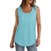 imageSaloogoe Womens Tank Tops Summer Loose Sleeveless Tops Ribbed Trim Scoop Neck Curved Hem 2024Hlight Green