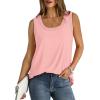 imageSaloogoe Womens Tank Tops Summer Loose Sleeveless Tops Ribbed Trim Scoop Neck Curved Hem 2024Hlight Pink