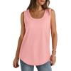 imageSaloogoe Womens Tank Tops Summer Loose Sleeveless Tops Ribbed Trim Scoop Neck Curved Hem 2024Hlight Pink