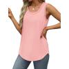 imageSaloogoe Womens Tank Tops Summer Loose Sleeveless Tops Ribbed Trim Scoop Neck Curved Hem 2024Hlight Pink