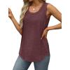 imageSaloogoe Womens Tank Tops Summer Loose Sleeveless Tops Ribbed Trim Scoop Neck Curved Hem 2024Hmaroon