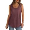 imageSaloogoe Womens Tank Tops Summer Loose Sleeveless Tops Ribbed Trim Scoop Neck Curved Hem 2024Hmaroon