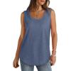 imageSaloogoe Womens Tank Tops Summer Loose Sleeveless Tops Ribbed Trim Scoop Neck Curved Hem 2024Hnavy Blue