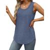 imageSaloogoe Womens Tank Tops Summer Loose Sleeveless Tops Ribbed Trim Scoop Neck Curved Hem 2024Hnavy Blue