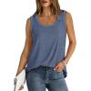 imageSaloogoe Womens Tank Tops Summer Loose Sleeveless Tops Ribbed Trim Scoop Neck Curved Hem 2024Hnavy Blue