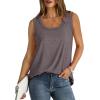 imageSaloogoe Womens Tank Tops Summer Loose Sleeveless Tops Ribbed Trim Scoop Neck Curved Hem 2024Hrose Taupe