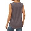 imageSaloogoe Womens Tank Tops Summer Loose Sleeveless Tops Ribbed Trim Scoop Neck Curved Hem 2024Hrose Taupe