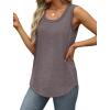 imageSaloogoe Womens Tank Tops Summer Loose Sleeveless Tops Ribbed Trim Scoop Neck Curved Hem 2024Hrose Taupe