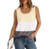 imageSaloogoe Womens Tank Tops Summer Loose Sleeveless Tops Ribbed Trim Scoop Neck Curved Hem 2024Multicolor Apricot