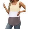 imageSaloogoe Womens Tank Tops Summer Loose Sleeveless Tops Ribbed Trim Scoop Neck Curved Hem 2024Multicolor Apricot