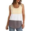 imageSaloogoe Womens Tank Tops Summer Loose Sleeveless Tops Ribbed Trim Scoop Neck Curved Hem 2024Multicolor Apricot