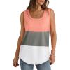 imageSaloogoe Womens Tank Tops Summer Loose Sleeveless Tops Ribbed Trim Scoop Neck Curved Hem 2024Multicolor Coral