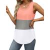 imageSaloogoe Womens Tank Tops Summer Loose Sleeveless Tops Ribbed Trim Scoop Neck Curved Hem 2024Multicolor Coral