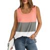 imageSaloogoe Womens Tank Tops Summer Loose Sleeveless Tops Ribbed Trim Scoop Neck Curved Hem 2024Multicolor Coral