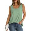 imageSaloogoe Womens Tank Tops Summer Loose Sleeveless Tops Ribbed Trim Scoop Neck Curved Hem 2024Nlight Green