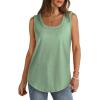 imageSaloogoe Womens Tank Tops Summer Loose Sleeveless Tops Ribbed Trim Scoop Neck Curved Hem 2024Nlight Green