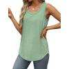 imageSaloogoe Womens Tank Tops Summer Loose Sleeveless Tops Ribbed Trim Scoop Neck Curved Hem 2024Nlight Green