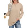 imageSaloogoe Womens Tunic Tops Long Ruffle Sleeve Shirts for Women Casual Loose Blouses Fashion 2024Beige