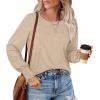 imageSaloogoe Womens Tunic Tops Long Ruffle Sleeve Shirts for Women Casual Loose Blouses Fashion 2024Beige