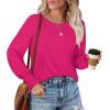imageSaloogoe Womens Tunic Tops Long Ruffle Sleeve Shirts for Women Casual Loose Blouses Fashion 2024Hot Pink