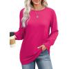 imageSaloogoe Womens Tunic Tops Long Ruffle Sleeve Shirts for Women Casual Loose Blouses Fashion 2024Hot Pink