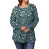 imageSaloogoe Womens Tunic Tops Long Ruffle Sleeve Shirts for Women Casual Loose Blouses Fashion 2024The Floral Blue