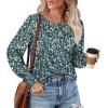 imageSaloogoe Womens Tunic Tops Long Ruffle Sleeve Shirts for Women Casual Loose Blouses Fashion 2024The Floral Blue