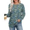 imageSaloogoe Womens Tunic Tops Long Ruffle Sleeve Shirts for Women Casual Loose Blouses Fashion 2024The Floral Blue